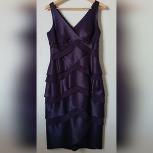 Alex Evenings Dress Size 6 Mini Sheath Beaded Waist Lined Rushed Cocktail Party